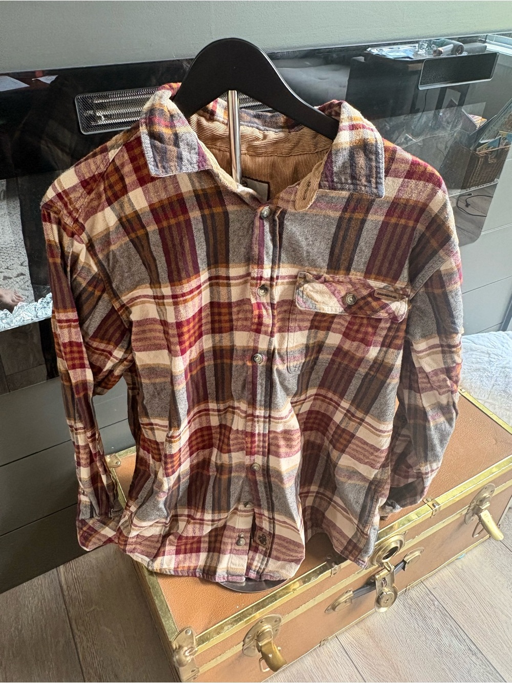 Legendary Whitetails Plaid Shirt in Brown, Burgundy & Cream